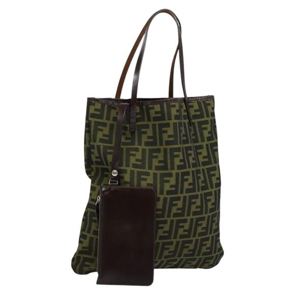 FENDI Zucca Canvas Tote Bag Black Brown - Picture 1 of 13